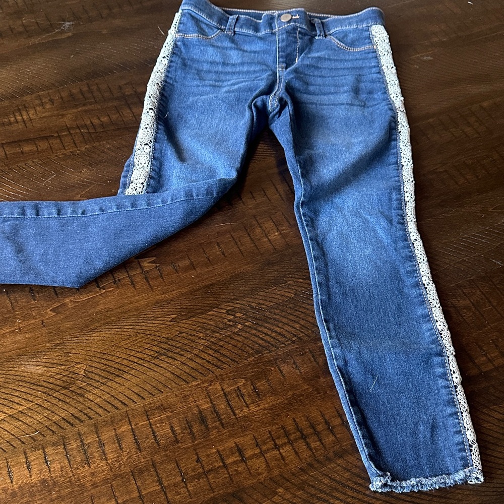 Wonder Nation Blue Skinny Jeans with Lace Trim